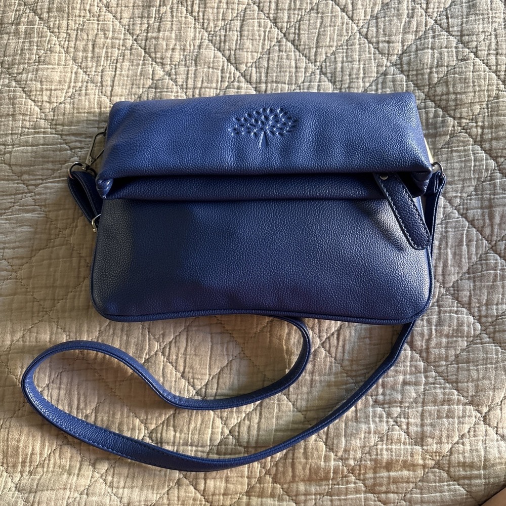 Mulberry Satchel Bag Pigment Blue Pebble Leather Crossbody Handbag Designer